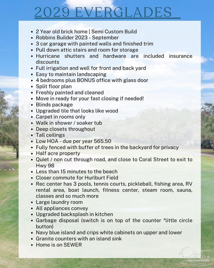 Property Photo: 2029 Everglades Dr FL 32566